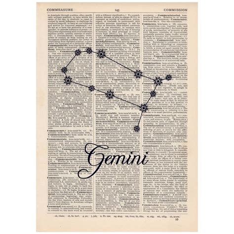 Details About Gemini Dictionary Word Art Print Ooak