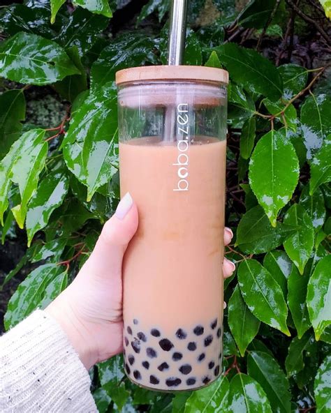 Reusable Glass Bubble Tea Cup W Stainless Steel Straw Etsy