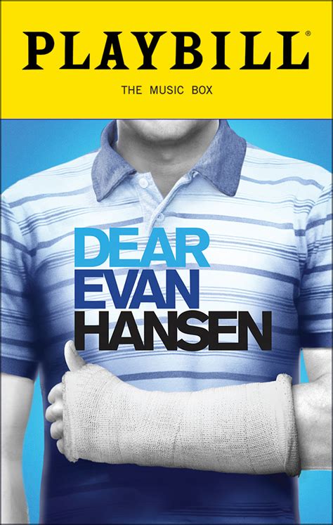 Dear Evan Hansen Broadway Music Box Theatre 2016 Playbill