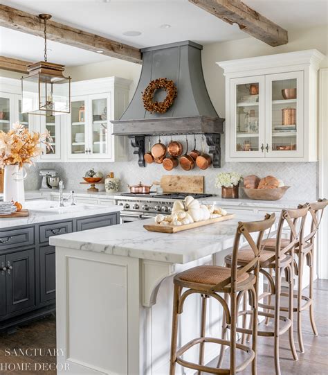 Rental kitchen makeover | diy marble countertops & cabinet transformation with contact paper. Beautiful Sanctuary Home Decor - House Tour - shabbyfufu.com