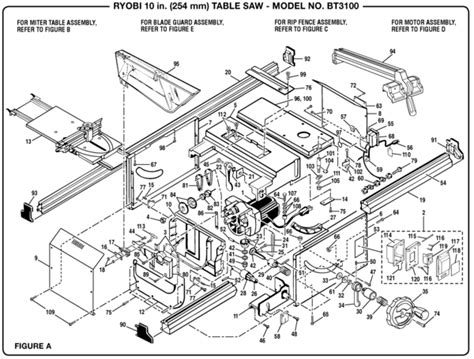 Ryobi Bt3100 10 254 Mm Table Saw Parts And Accessories Partswarehouse