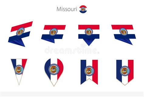 Missouri Us State Flag Collection Eight Versions Of Missouri Vector
