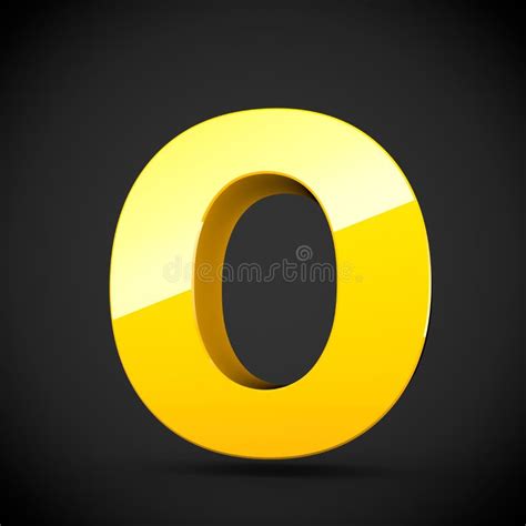 Glossy Yellow Paint Letter O Uppercase With Softbox Reflection Stock