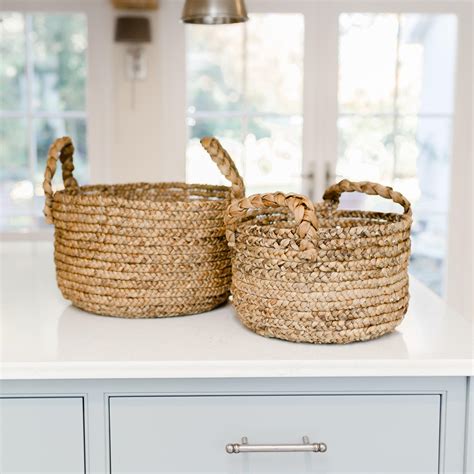 Water Hyacinth Braided Baskets Set Of Two