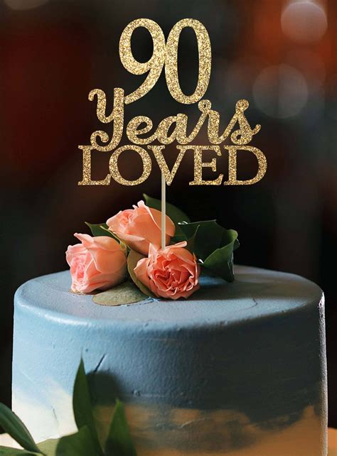 90 Years Loved 90 Birthday Cake Topper 90th Birthday Decor Etsy