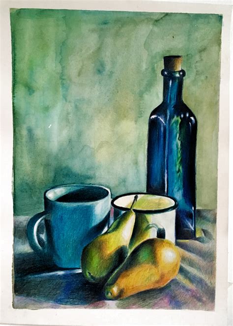 Still Life With Pears Coloured Pencil 10x14 Still Life Drawing