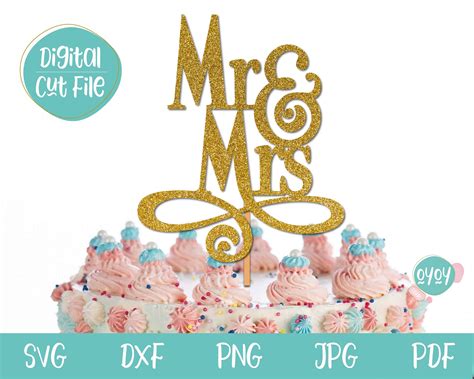Mr Mrs SVG Wedding Cake Topper SVG Mr And Mrs SVG Cake Etsy