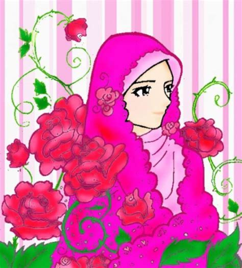 Created by tehfalchiona community for 1 year. 14 Kartun Muslimah Imut Membawa Bunga | Anak Cemerlang