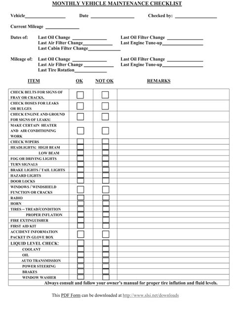 Truck Maintenance Checklist Pdf Fill Online Printable Fillable