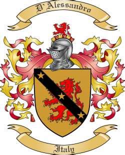 Italian surnames are fascinating, and sometimes very funny. D'alessandro Family Crest from Italy by The Tree Maker