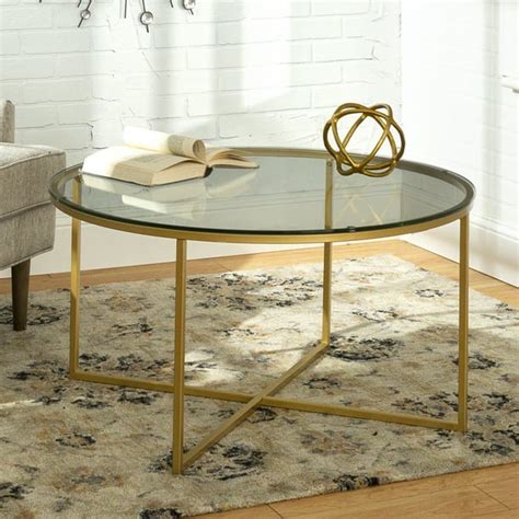 Ember Interiors Modern Round Coffee Table Glassgold