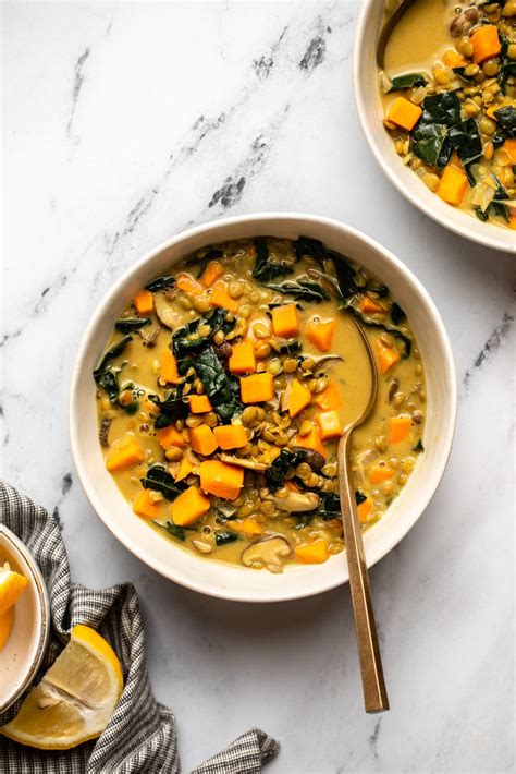 Coconut Curry Lentil Soup With Kale Vegan From My Bowl