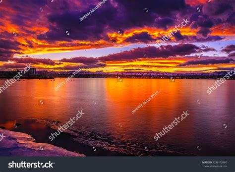 Colorful Beautiful Sunset Denver Sloans Lake Stock Photo 1336113980