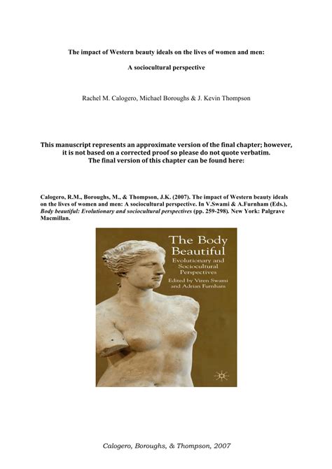 Pdf The Impact Of Western Beauty Ideals On The Lives Of Women And Men