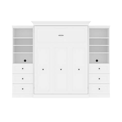 Versatile Queen Murphy Bed And 2 Shelving Units With Drawers 115w