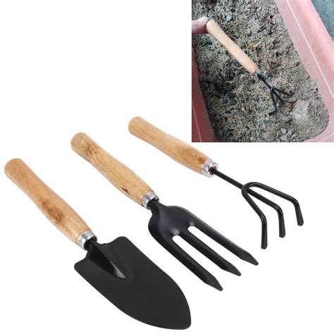 Garden center in madera, california. Rake Shovel Digging Trowel 3 in 1 Wooden Handle Metal Head ...