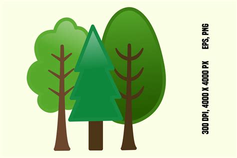 Cartoon Icons Green Trees Graphic By Yulidor · Creative Fabrica