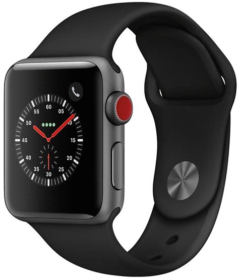 Apple Watch Series 3 38mm Space Gray Case Black Sport Band Gps Cellular