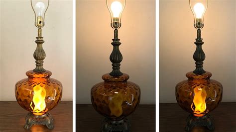 Vintage Amber Glass Table Lamp Hollywood Regency Style Lamp Etsy