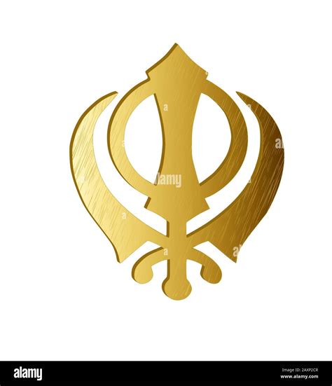 The Main Symbol Of Sikhism Sign Khanda Gold White Background