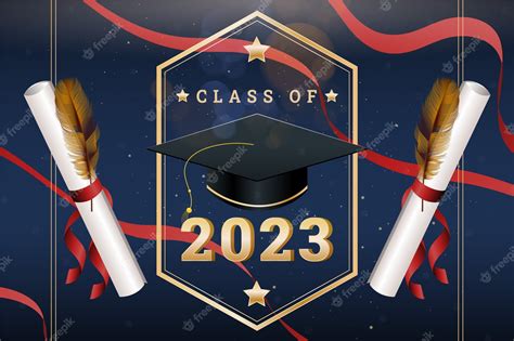 Free Vector Realistic Background For Class Of 2023 Graduation