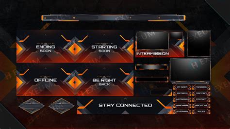 Clean Orange Twitch Overlay Package Webcam Screens Panels Etsy