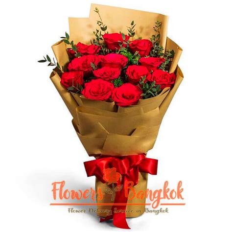 12 Red Roses ⋆ Flower Delivery In Bangkok Free Card