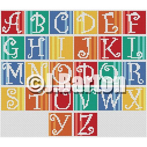 Stripes Alphabet Cross Stitch Chart Download