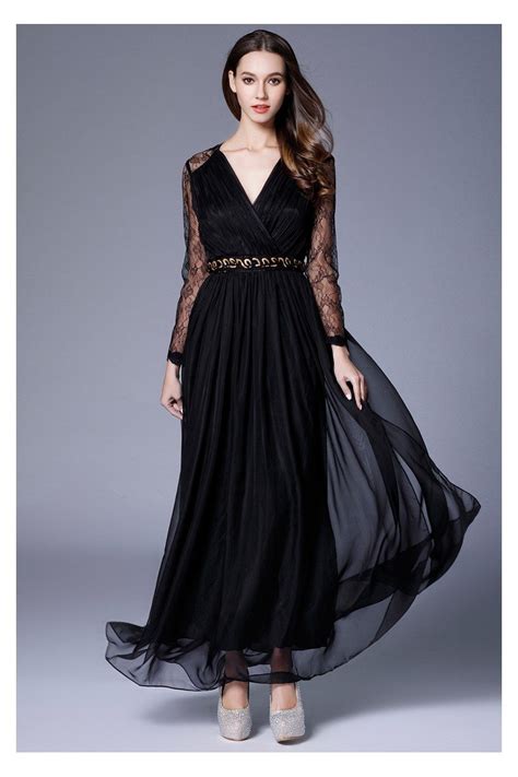 Black Lace Long Sleeve Party Dress 92 Ck637