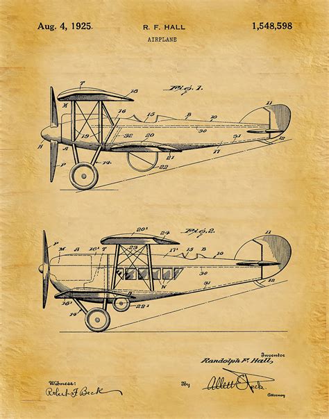 1925 Airplane Patent Print Biplane Patent Print Aviation Etsy