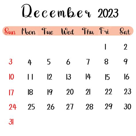 Very Simple Calendar Of December 2023 Calendar December Monthly