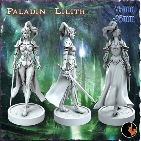 Female Elf Paladin Fighter Sexy Pinup 28mm 32mm 75mm Scale Etsy