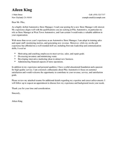 Best Store Manager Cover Letter Examples Livecareer Cover Letter