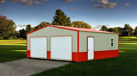 24x24 Portable Two Car Garage Barn Storage Built In Storage