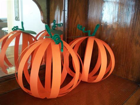 3d Pumpkins Need Orangle Construction Paper Green Construction