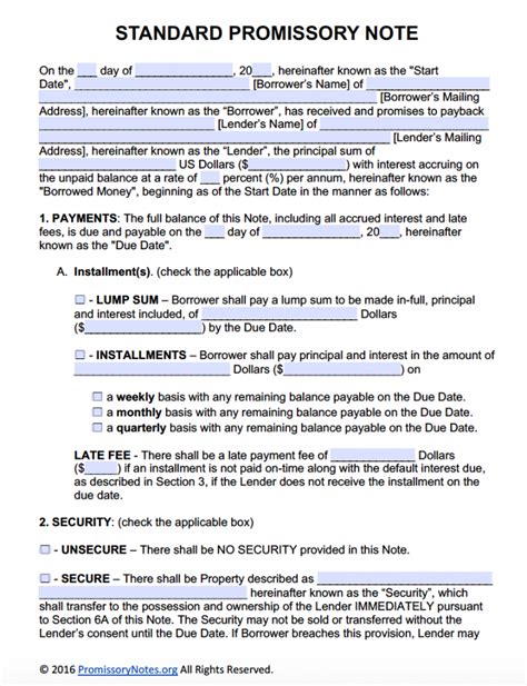 Legal Promissory Note Template