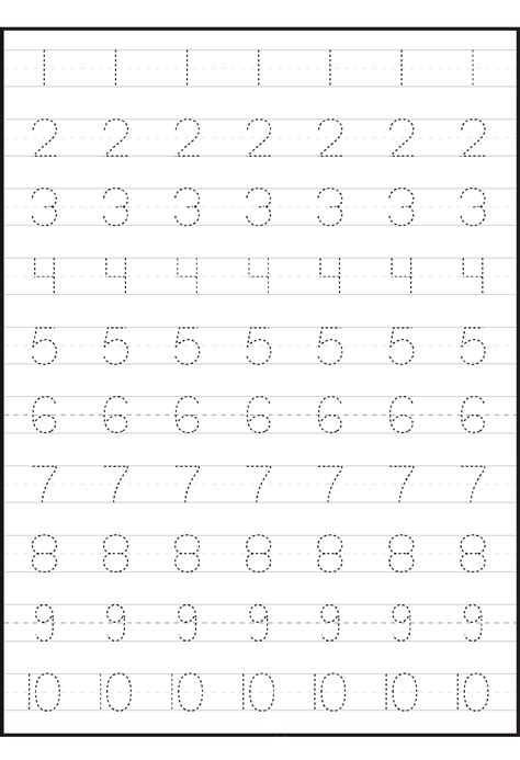 Number Tracing Worksheets For Preschool