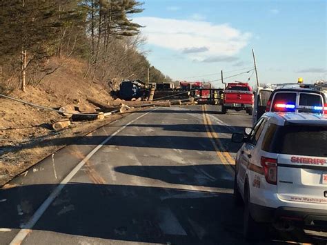 Log Truck Spills Load Closes Whitehall Route