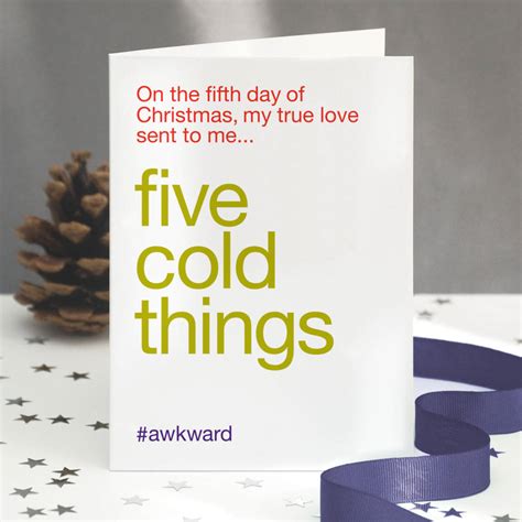 Funny Five Gold Rings Christmas Card Single Or Pack By Wordplay Design