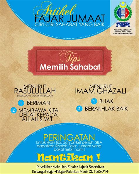 Kalau bisa tinggalkan sekalian, karena sahabat yang seperti itu tidak baik. Menulis Kerana ALLAH: Ciri-Ciri Sahabat Yang Baik