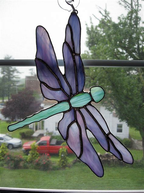 Dragonfly Stained Glass Suncatcher Garden Art Window Decor Etsy