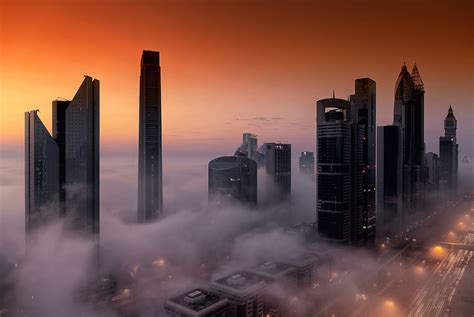 Cityscape Skyscraper Building Dubai Sunset City Wallpaper