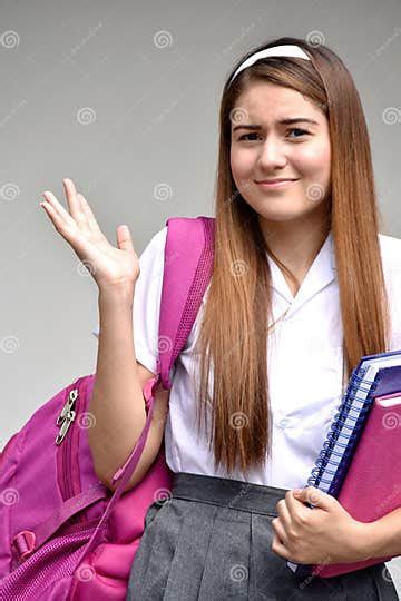 Catholic Colombian Female Student Making A Decision Wearing School