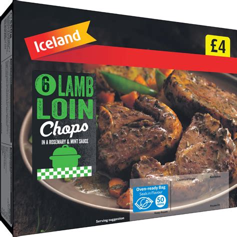 Iceland 6 Lamb Loin Chops In A Rosemary And Mint Sauce 550g Lamb