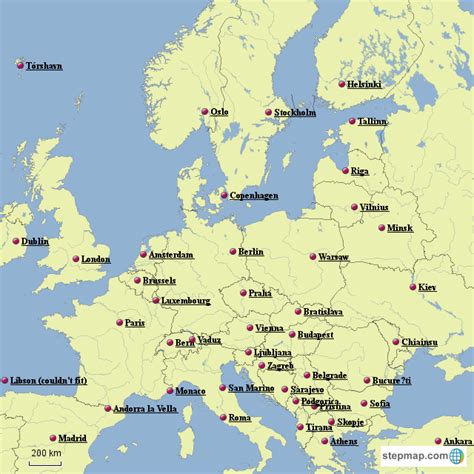Map Of Europe With Major Cities And Capitals