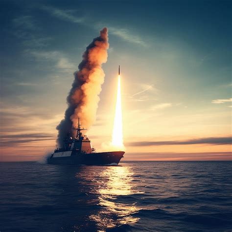 Premium Ai Image Ship Or Rocket Missile Launch In Military Or Sea War