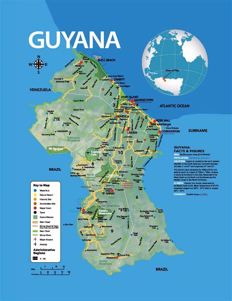 Large Tourist Map Of Guyana With Other Marks Guyana South America Mapsland Maps Of The World