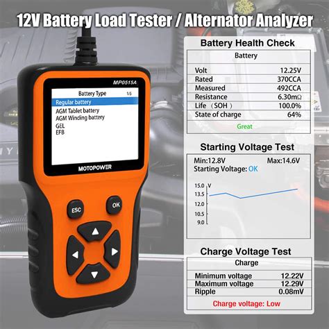 Buy MOTOPOWER MP A V Car Battery Tester Automotive CCA Battery Load Tester Auto