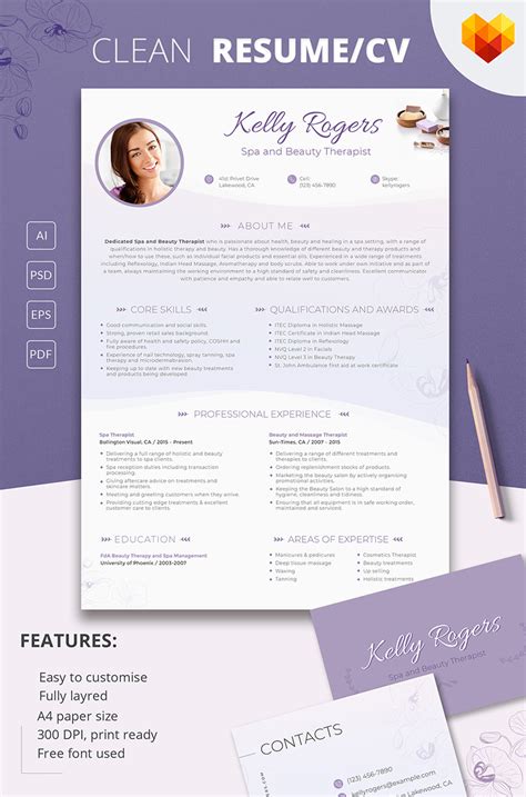 It is a written summary of your academic qualifications, skill sets and previous work experience which you given below are a few sample cv templates which you can make use of as references to make your curriculum vitae with ease. Kelly Ragers - Spa and Beauty Therapist Resume Template #66434
