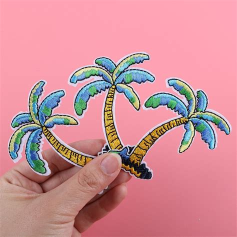 1pcslot Embroidered Patches Coconut Tree Iron On Patch Applique Women